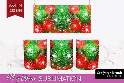 Christmas Tie Dye Mug Wrap - Glitter Mug Sublimation Sublimation OrangeBrushStudio 