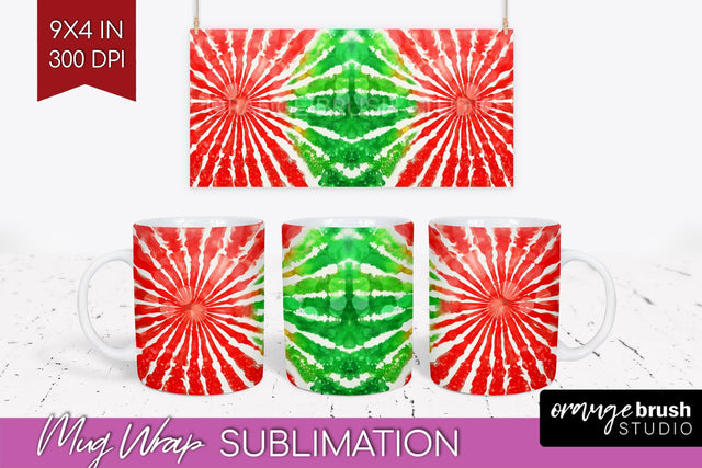 Christmas Tie Dye Mug Wrap - Glitter Mug Sublimation Sublimation OrangeBrushStudio 