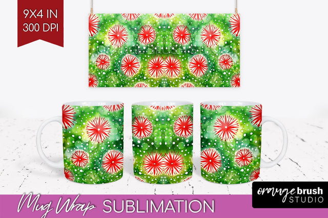 Christmas Tie Dye Mug Wrap - Glitter Mug Sublimation Sublimation OrangeBrushStudio 