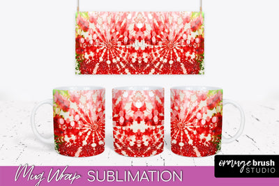 Christmas Tie Dye Mug Wrap - Glitter Mug Sublimation Sublimation OrangeBrushStudio 