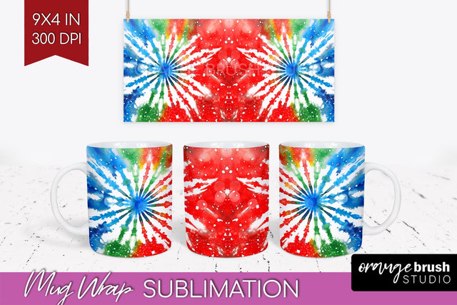 Christmas Tie Dye Mug Wrap - Glitter Mug Sublimation Sublimation OrangeBrushStudio 