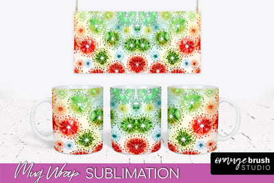Christmas Tie Dye Mug Wrap - Glitter Mug Sublimation Sublimation OrangeBrushStudio 
