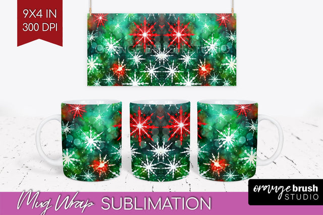 Christmas Tie Dye Mug Wrap - Glitter Mug Sublimation Sublimation OrangeBrushStudio 