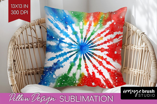 Christmas Tie Dye Pillow Sublimation, Glitter Pillow Cover Sublimation OrangeBrushStudio 
