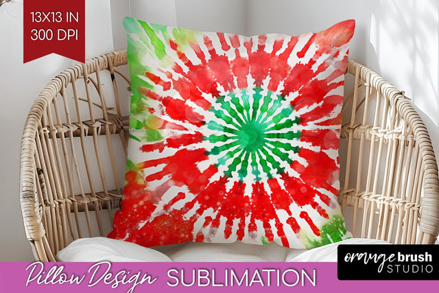 Christmas Tie Dye Pillow Sublimation, Glitter Pillow Cover Sublimation OrangeBrushStudio 
