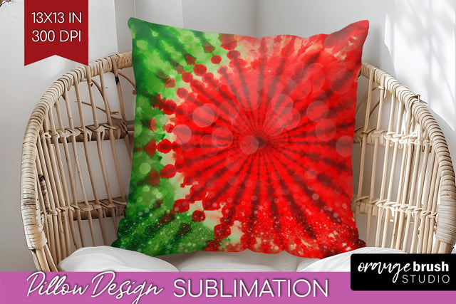 Christmas Tie Dye Pillow Sublimation, Glitter Pillow Cover Sublimation OrangeBrushStudio 