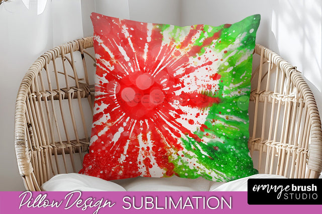 Christmas Tie Dye Pillow Sublimation, Glitter Pillow Cover Sublimation OrangeBrushStudio 