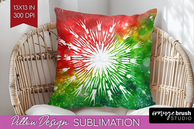 Christmas Tie Dye Pillow Sublimation, Glitter Pillow Cover Sublimation OrangeBrushStudio 