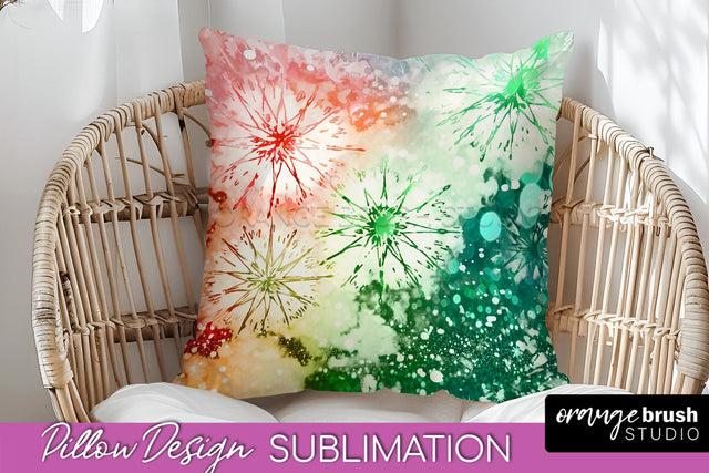 Christmas Tie Dye Pillow Sublimation, Glitter Pillow Cover Sublimation OrangeBrushStudio 