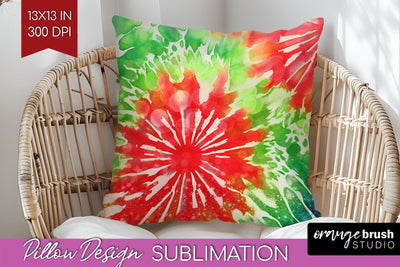 Christmas Tie Dye Pillow Sublimation, Glitter Pillow Cover Sublimation OrangeBrushStudio 