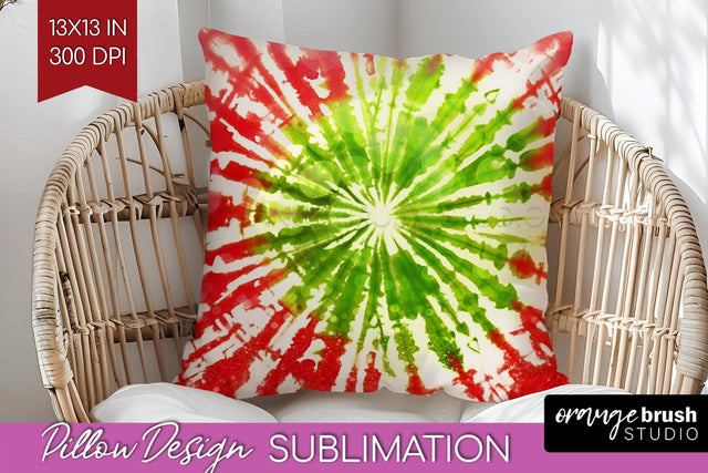 Christmas Tie Dye Pillow Sublimation, Glitter Pillow Cover Sublimation OrangeBrushStudio 