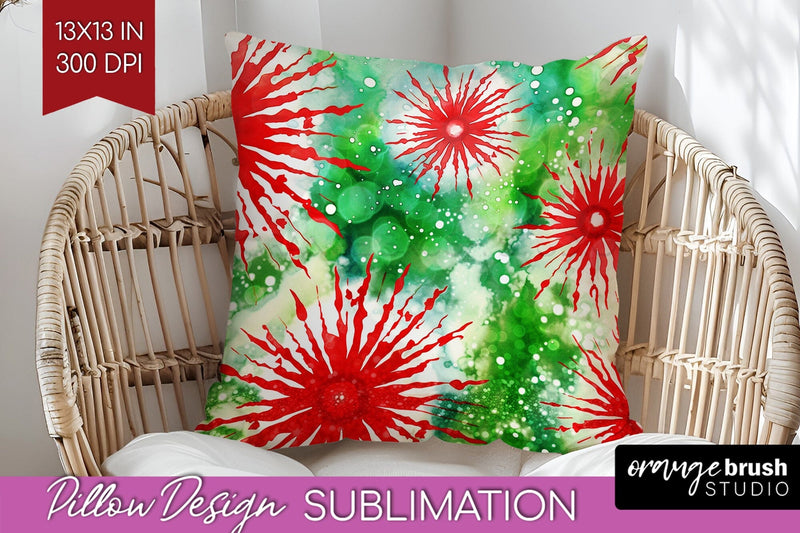 Christmas Tie Dye Pillow Sublimation, Glitter Pillow Cover Sublimation OrangeBrushStudio 