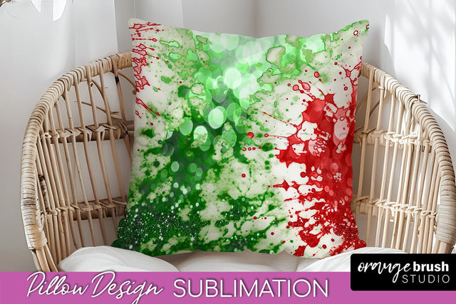 Christmas Tie Dye Pillow Sublimation, Glitter Pillow Cover Sublimation OrangeBrushStudio 