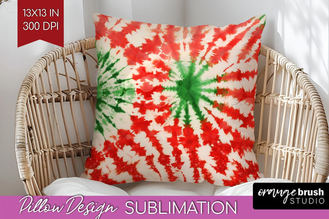 Christmas Tie Dye Pillow Sublimation, Glitter Pillow Cover Sublimation OrangeBrushStudio 