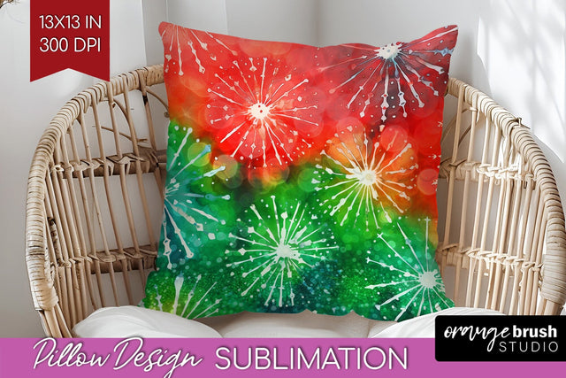 Christmas Tie Dye Pillow Sublimation, Glitter Pillow Cover Sublimation OrangeBrushStudio 