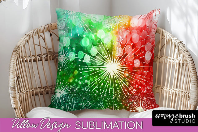 Christmas Tie Dye Pillow Sublimation, Glitter Pillow Cover Sublimation OrangeBrushStudio 