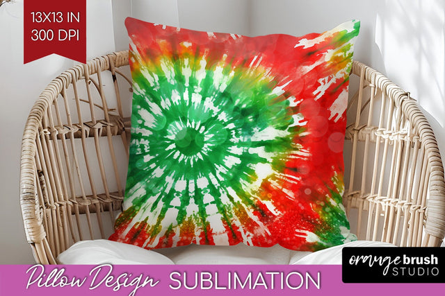 Christmas Tie Dye Pillow Sublimation, Glitter Pillow Cover Sublimation OrangeBrushStudio 