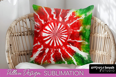 Christmas Tie Dye Pillow Sublimation, Glitter Pillow Cover Sublimation OrangeBrushStudio 