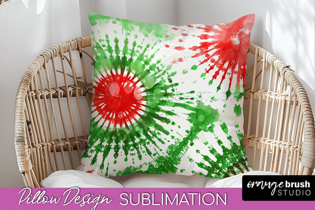 Christmas Tie Dye Pillow Sublimation, Glitter Pillow Cover Sublimation OrangeBrushStudio 