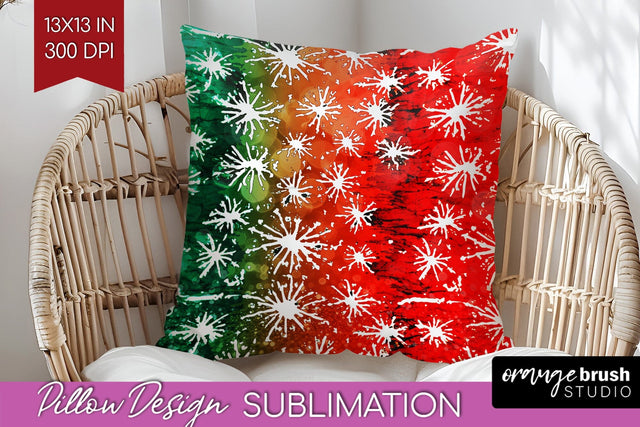 Christmas Tie Dye Pillow Sublimation, Glitter Pillow Cover Sublimation OrangeBrushStudio 