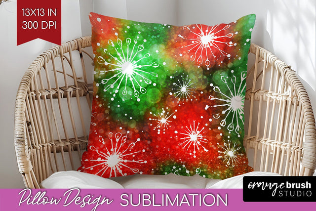 Christmas Tie Dye Pillow Sublimation, Glitter Pillow Cover Sublimation OrangeBrushStudio 