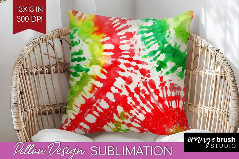 Christmas Tie Dye Pillow Sublimation, Glitter Pillow Cover Sublimation OrangeBrushStudio 