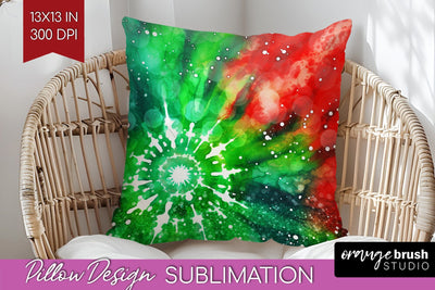 Christmas Tie Dye Pillow Sublimation, Glitter Pillow Cover Sublimation OrangeBrushStudio 
