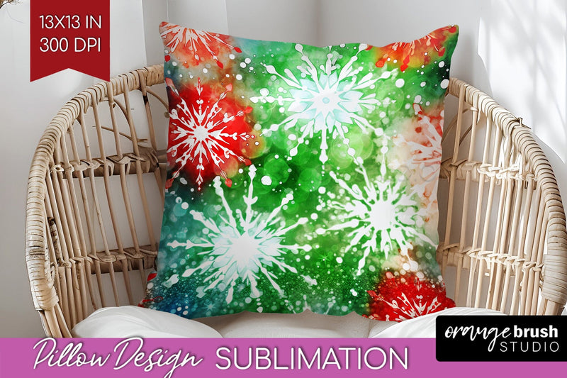 Christmas Tie Dye Pillow Sublimation, Glitter Pillow Cover Sublimation OrangeBrushStudio 