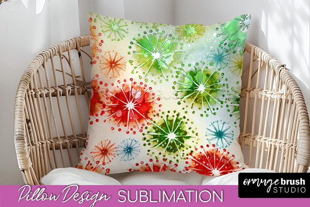 Christmas Tie Dye Pillow Sublimation, Glitter Pillow Cover Sublimation OrangeBrushStudio 