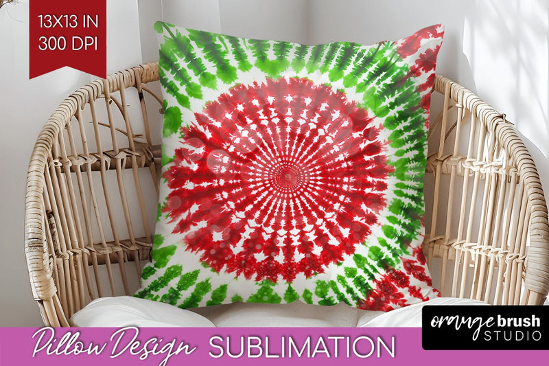 Christmas Tie Dye Pillow Sublimation, Glitter Pillow Cover Sublimation OrangeBrushStudio 