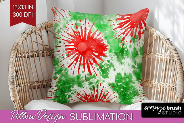 Christmas Tie Dye Pillow Sublimation, Glitter Pillow Cover Sublimation OrangeBrushStudio 
