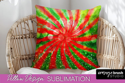 Christmas Tie Dye Pillow Sublimation, Glitter Pillow Cover Sublimation OrangeBrushStudio 