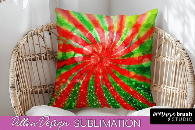 Christmas Tie Dye Pillow Sublimation, Glitter Pillow Cover Sublimation OrangeBrushStudio 