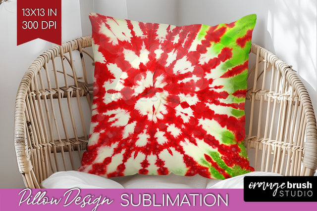 Christmas Tie Dye Pillow Sublimation, Glitter Pillow Cover Sublimation OrangeBrushStudio 