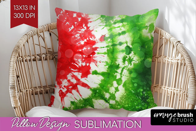 Christmas Tie Dye Pillow Sublimation, Glitter Pillow Cover Sublimation OrangeBrushStudio 