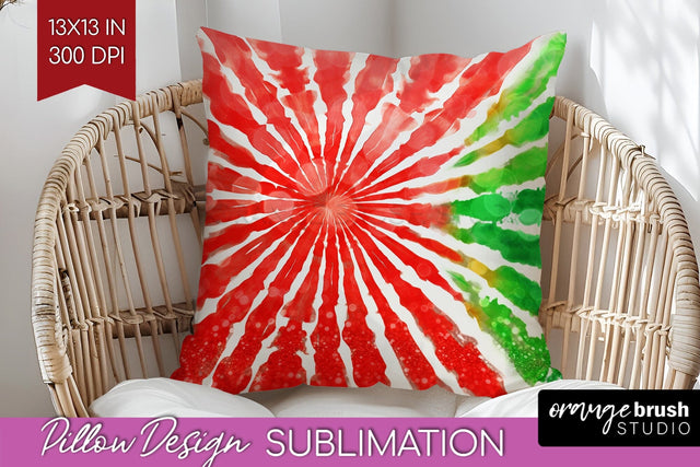 Christmas Tie Dye Pillow Sublimation, Glitter Pillow Cover Sublimation OrangeBrushStudio 