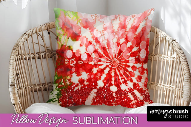Christmas Tie Dye Pillow Sublimation, Glitter Pillow Cover Sublimation OrangeBrushStudio 