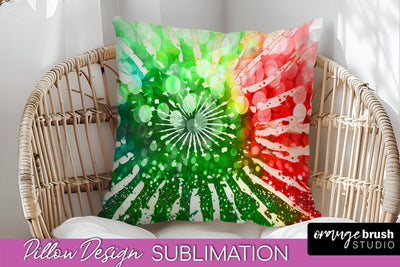 Christmas Tie Dye Pillow Sublimation, Glitter Pillow Cover Sublimation OrangeBrushStudio 