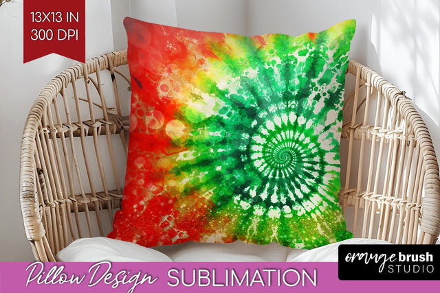 Christmas Tie Dye Pillow Sublimation, Glitter Pillow Cover Sublimation OrangeBrushStudio 