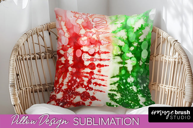 Christmas Tie Dye Pillow Sublimation, Glitter Pillow Cover Sublimation OrangeBrushStudio 
