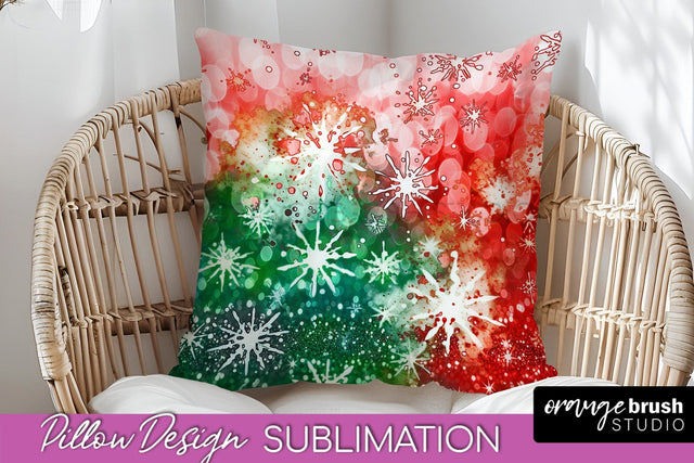 Christmas Tie Dye Pillow Sublimation, Glitter Pillow Cover Sublimation OrangeBrushStudio 