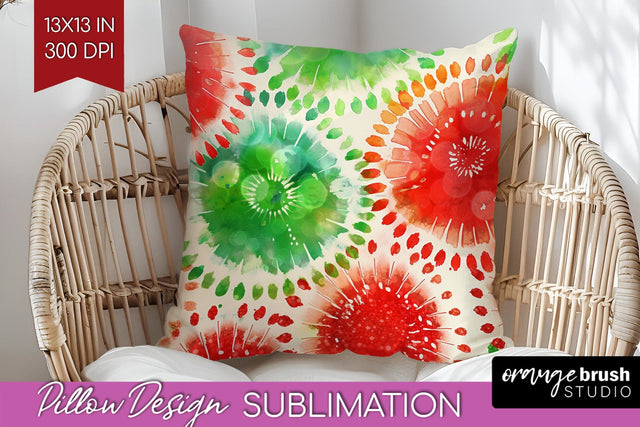 Christmas Tie Dye Pillow Sublimation, Glitter Pillow Cover Sublimation OrangeBrushStudio 