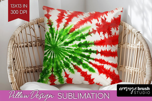 Christmas Tie Dye Pillow Sublimation, Glitter Pillow Cover Sublimation OrangeBrushStudio 