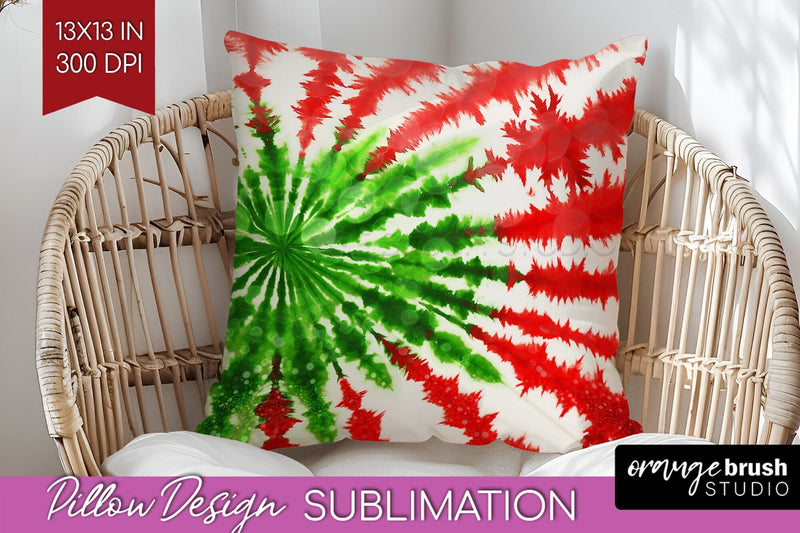 Christmas Tie Dye Pillow Sublimation, Glitter Pillow Cover Sublimation OrangeBrushStudio 