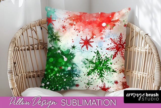 Christmas Tie Dye Pillow Sublimation, Glitter Pillow Cover Sublimation OrangeBrushStudio 