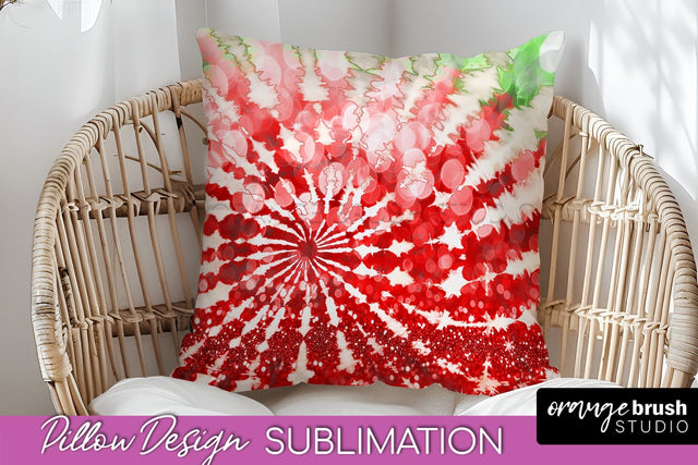 Christmas Tie Dye Pillow Sublimation, Glitter Pillow Cover Sublimation OrangeBrushStudio 