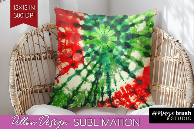 Christmas Tie Dye Pillow Sublimation, Glitter Pillow Cover Sublimation OrangeBrushStudio 