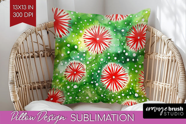 Christmas Tie Dye Pillow Sublimation, Glitter Pillow Cover Sublimation OrangeBrushStudio 