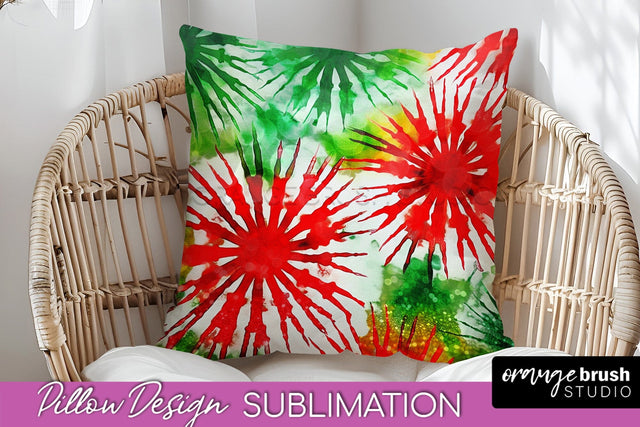 Christmas Tie Dye Pillow Sublimation, Glitter Pillow Cover Sublimation OrangeBrushStudio 