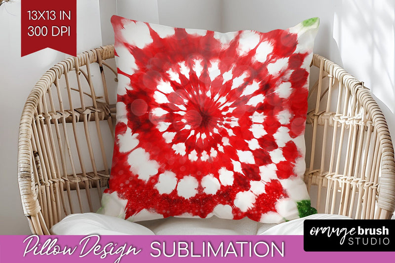 Christmas Tie Dye Pillow Sublimation, Glitter Pillow Cover Sublimation OrangeBrushStudio 